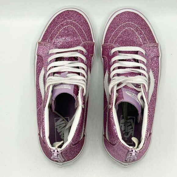 Vans SK8-HI Pink Glitter Back Zip Up Lace Up Sneakers - Kids US 3 / EU 34 - Picture 8 of 11